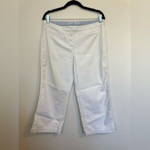 90s Tommy Hilfiger white cropped, wide leg button fly pants size 12